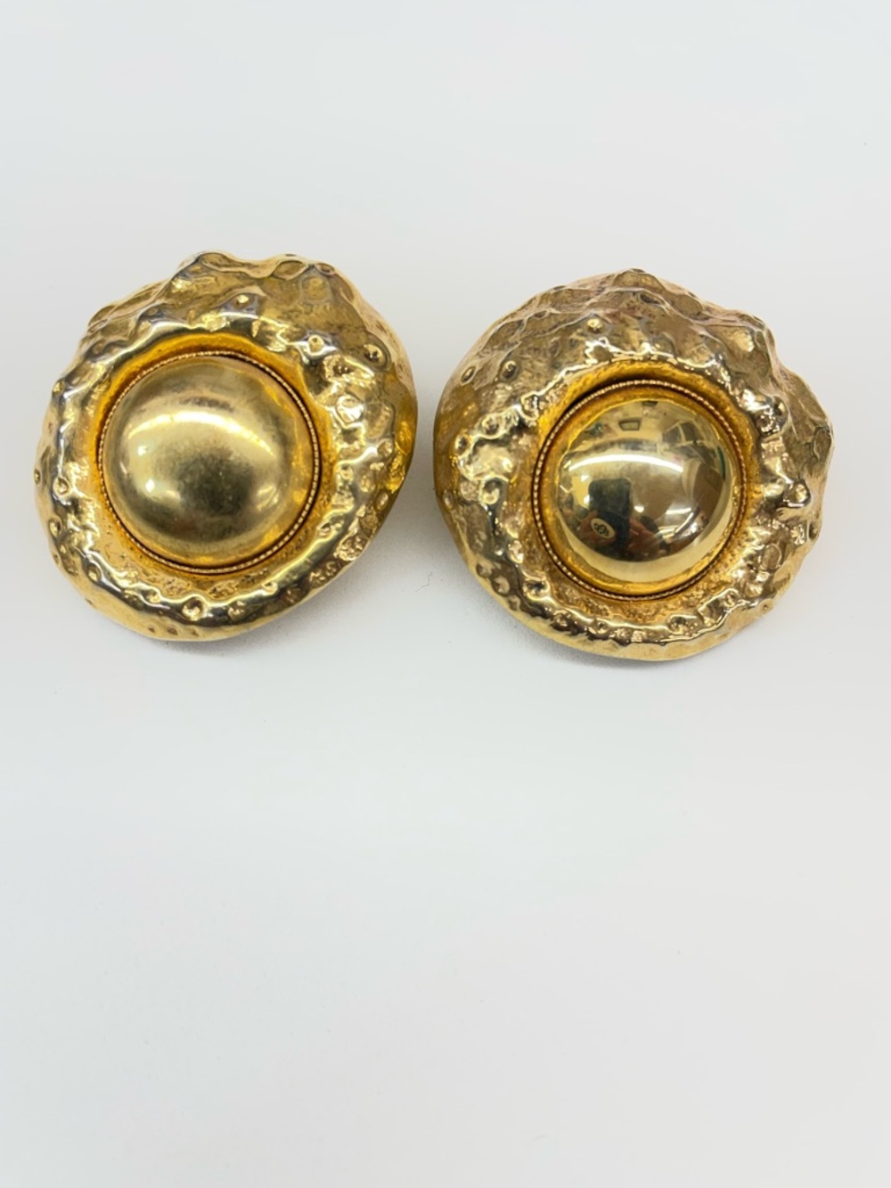 Gold Dome Textured Clip-On Earrings